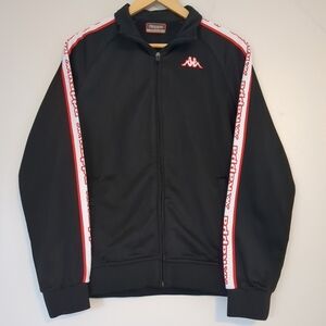 Kappa Track Jacket Mens Medium Black Logo Streetwear Like New Athletic Blokecore